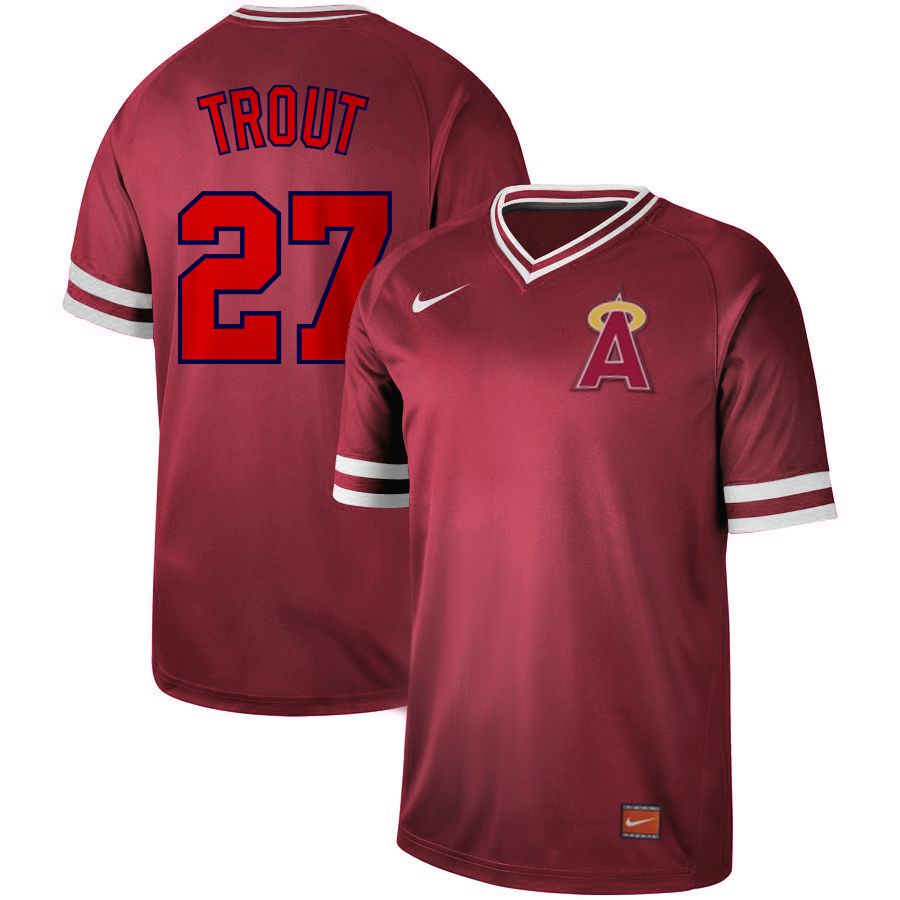 2019 Men MLB Los Angeles Angels #27 Trout red Nike Cooperstown Collection Jerseys->boston red sox->MLB Jersey
